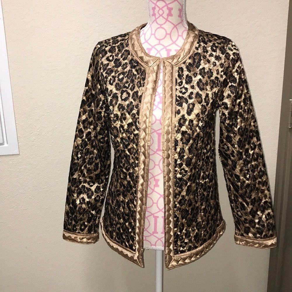 Chico’s Reversible leopard/gold reversible coat